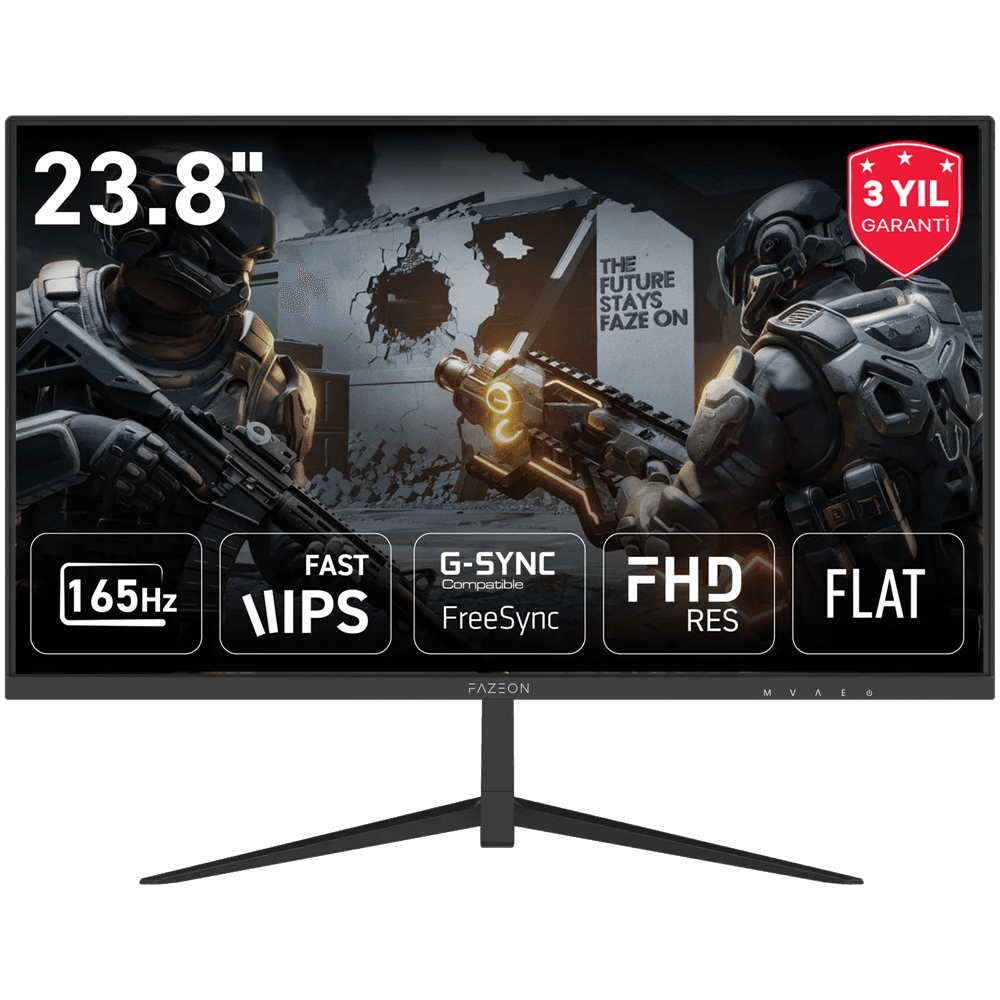 FAZEON X24F165S 24" 165Hz 0.5ms HDMI DP HDR FreeSync G-Sync FHD Fast IPS Gaming Monitör | ITOPYA