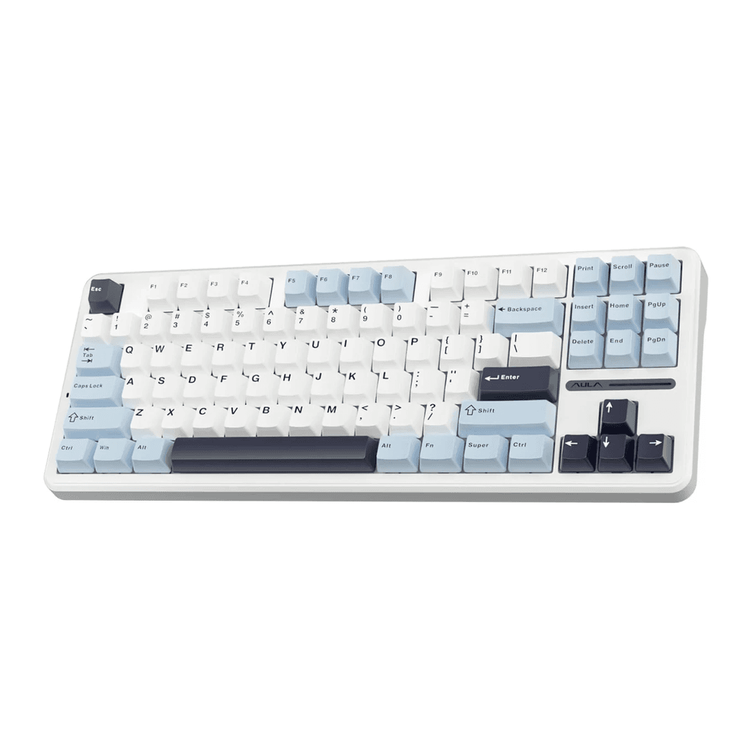 Aula F87 PRO Mekanik RGB TKL GrayWood V3 Switch Kablosuz Makrolu Hot Swap Klavye Açık Mavi - Aula Türkiye